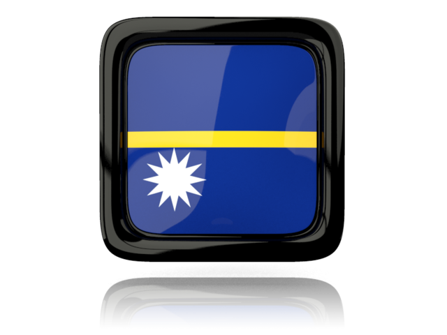 Square icon with reflection. Download flag icon of Nauru at PNG format