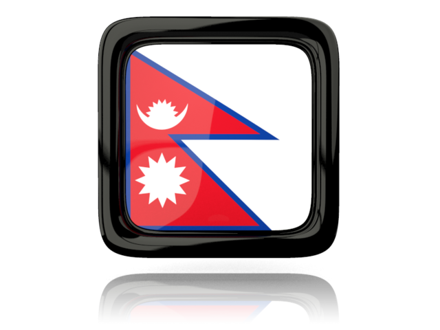 Square icon with reflection. Download flag icon of Nepal at PNG format