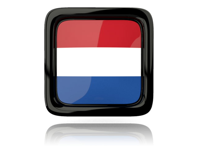 Square icon with reflection. Download flag icon of Netherlands at PNG format