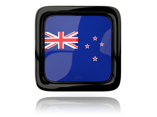 Square icon with reflection. Download flag icon of New Zealand at PNG format