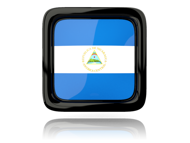 Square icon with reflection. Download flag icon of Nicaragua at PNG format