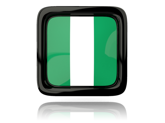 Square icon with reflection. Download flag icon of Nigeria at PNG format