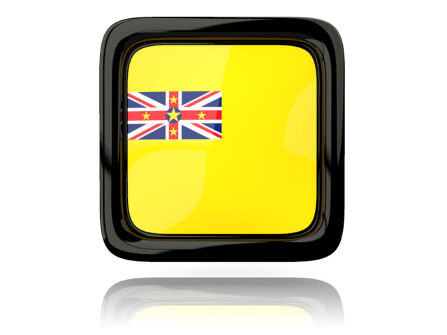 Square icon with reflection. Download flag icon of Niue at PNG format