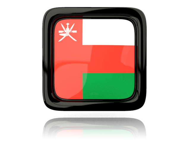Square icon with reflection. Download flag icon of Oman at PNG format