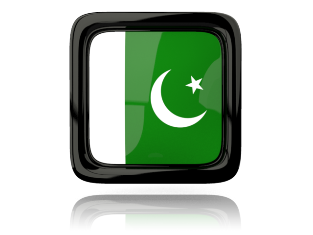 Square icon with reflection. Download flag icon of Pakistan at PNG format