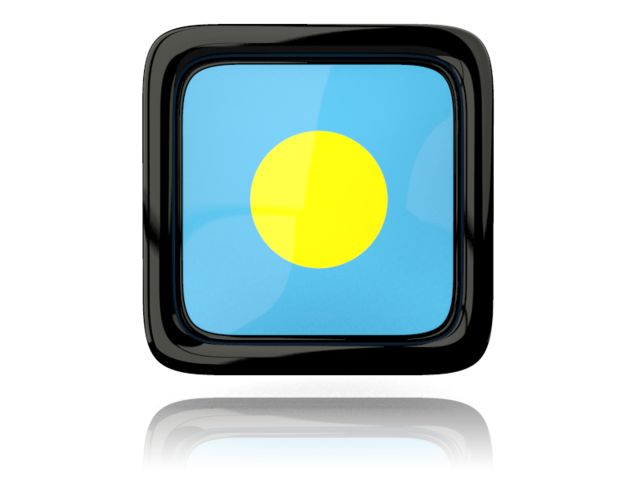 Square icon with reflection. Download flag icon of Palau at PNG format