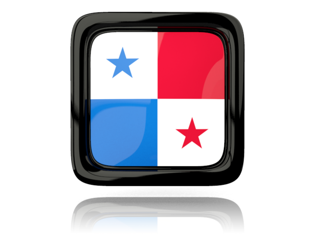 Square icon with reflection. Download flag icon of Panama at PNG format