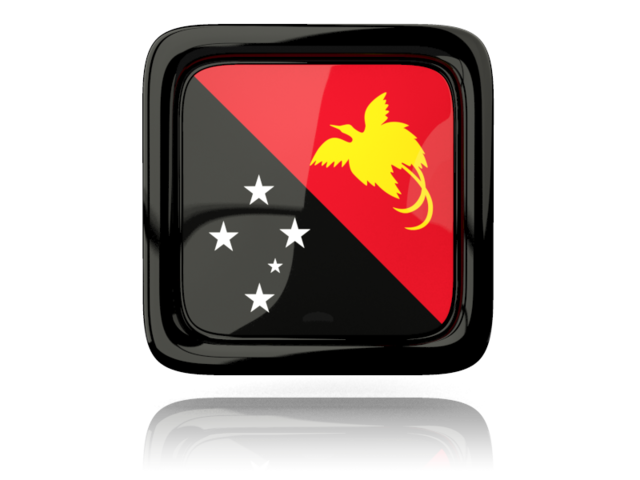 Square icon with reflection. Download flag icon of Papua New Guinea at PNG format