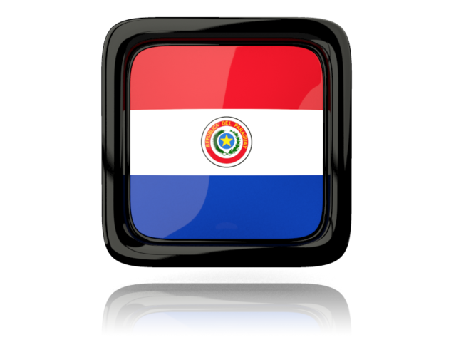 Square icon with reflection. Download flag icon of Paraguay at PNG format