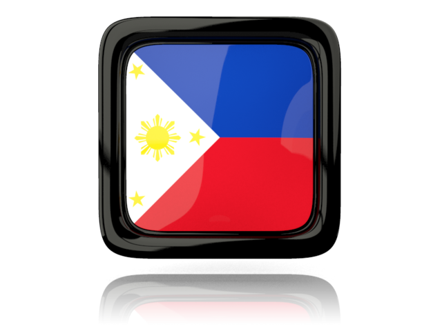 Square icon with reflection. Download flag icon of Philippines at PNG format