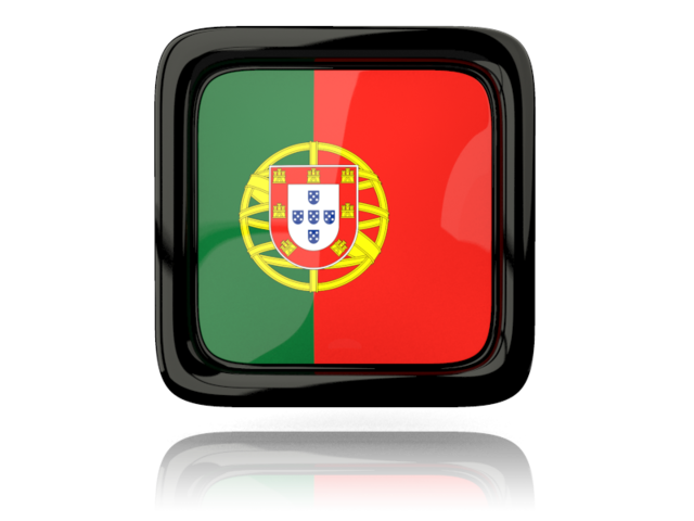 Square icon with reflection. Download flag icon of Portugal at PNG format