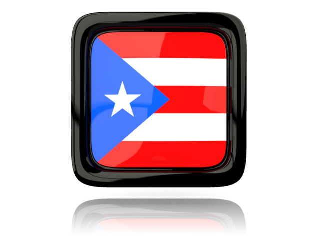 Square icon with reflection. Download flag icon of Puerto Rico at PNG format
