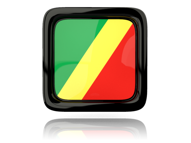 Square icon with reflection. Download flag icon of Republic of the Congo at PNG format