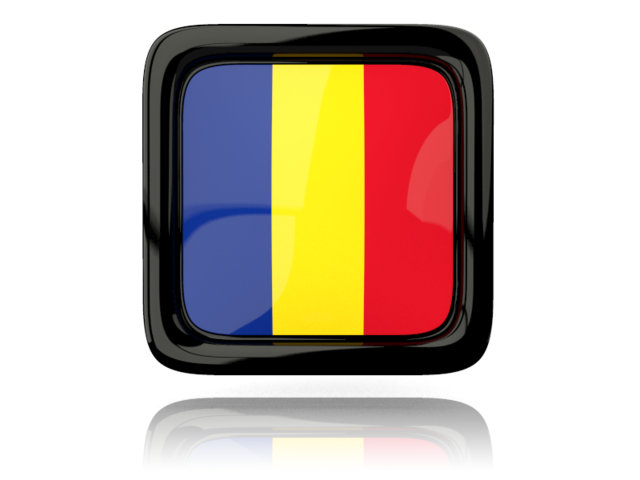 Square icon with reflection. Download flag icon of Romania at PNG format