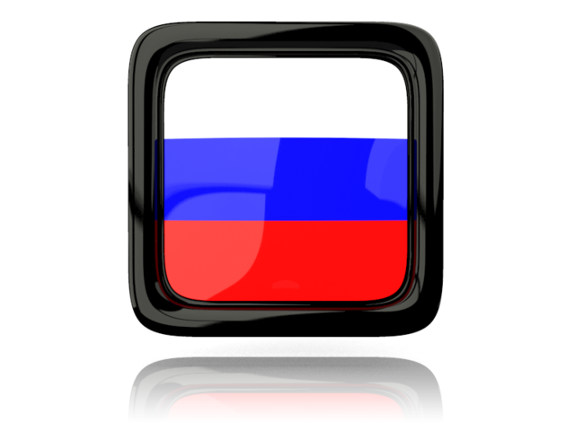 Square icon with reflection. Download flag icon of Russia at PNG format