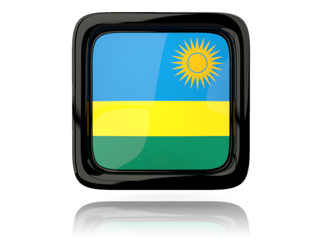 Square icon with reflection. Download flag icon of Rwanda at PNG format
