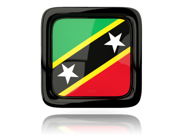 Square icon with reflection. Download flag icon of Saint Kitts and Nevis at PNG format