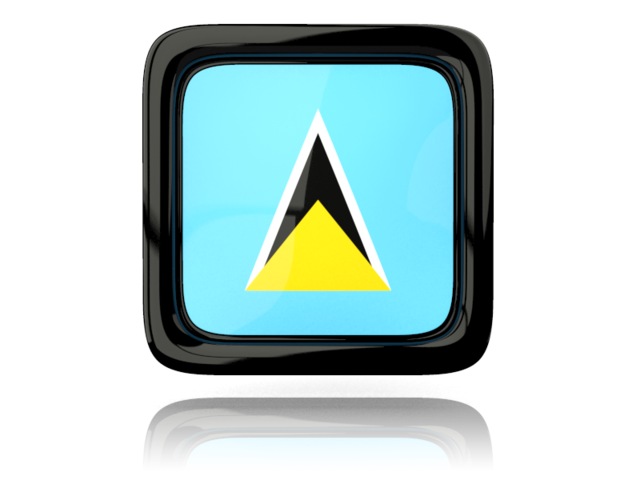 Square icon with reflection. Download flag icon of Saint Lucia at PNG format