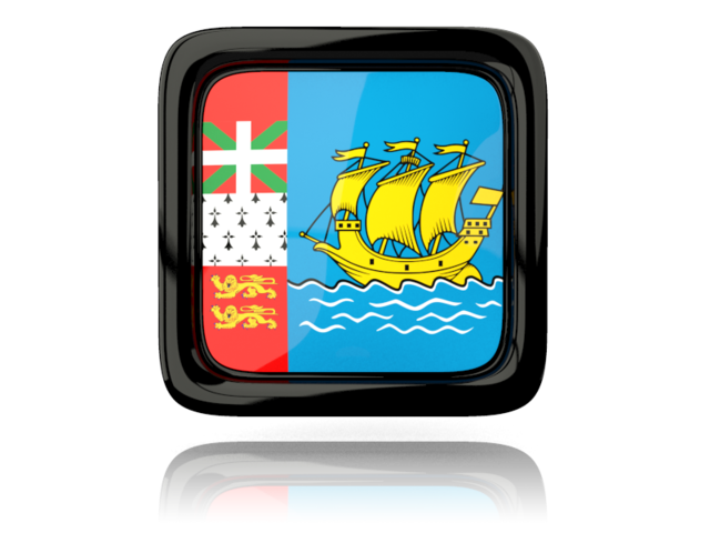 Square icon with reflection. Download flag icon of Saint Pierre and Miquelon at PNG format