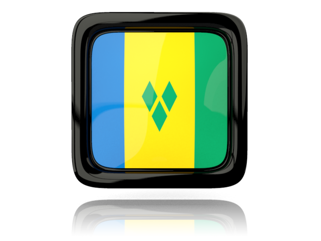 Square icon with reflection. Download flag icon of Saint Vincent and the Grenadines at PNG format