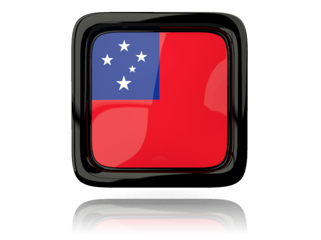 Square icon with reflection. Download flag icon of Samoa at PNG format