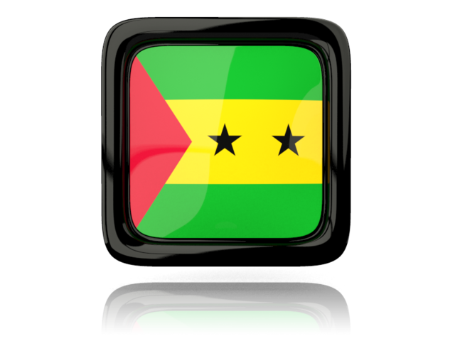 Square icon with reflection. Download flag icon of Sao Tome and Principe at PNG format