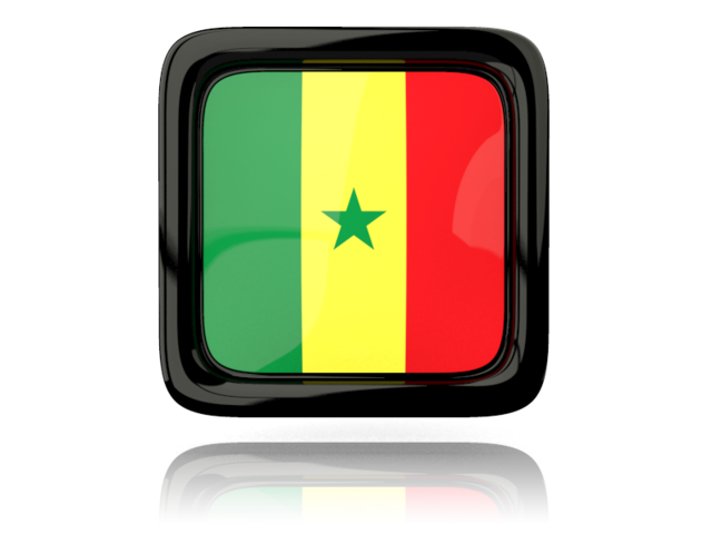 Square icon with reflection. Download flag icon of Senegal at PNG format