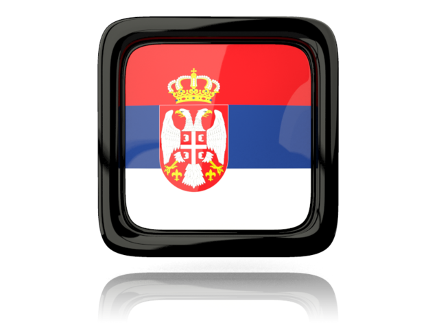 Square icon with reflection. Download flag icon of Serbia at PNG format