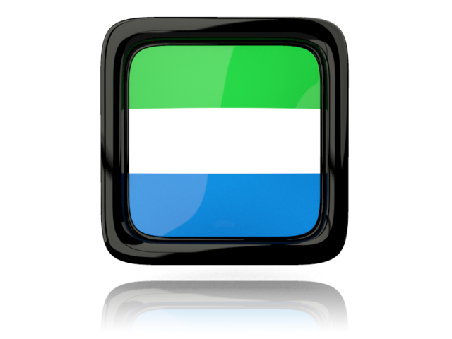 Square icon with reflection. Download flag icon of Sierra Leone at PNG format