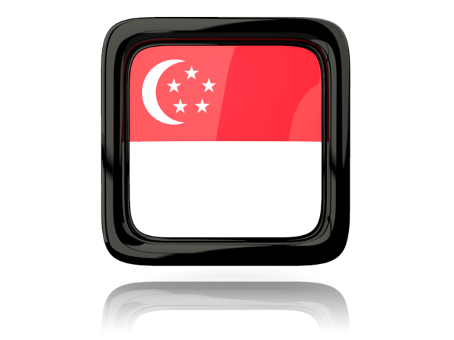Square icon with reflection. Download flag icon of Singapore at PNG format