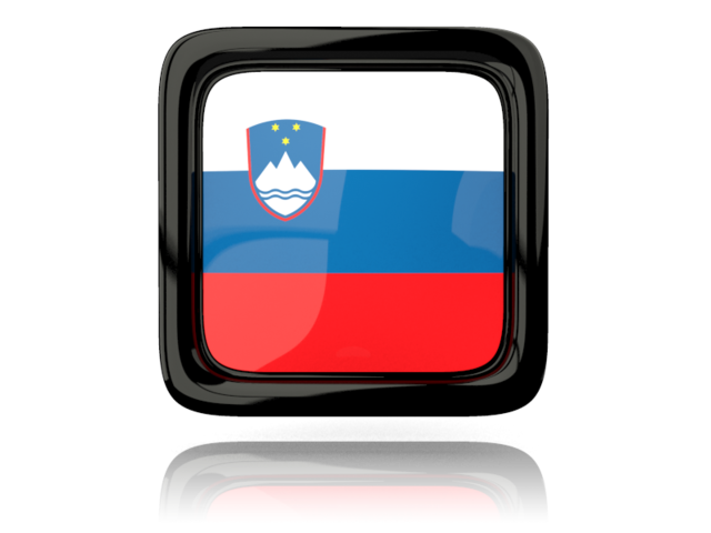 Square icon with reflection. Download flag icon of Slovenia at PNG format