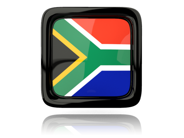 Square icon with reflection. Download flag icon of South Africa at PNG format