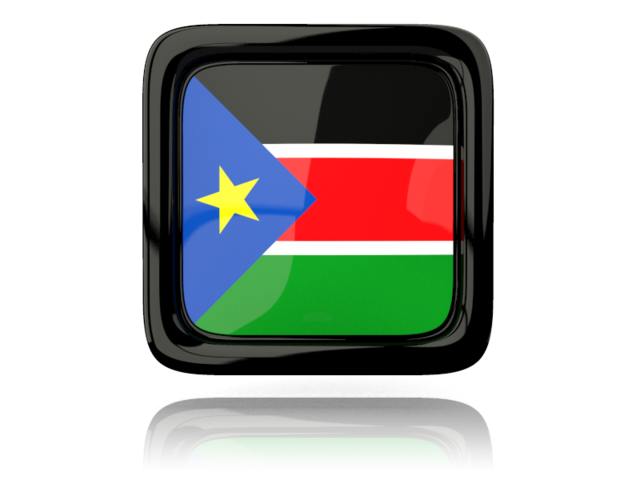 Square icon with reflection. Download flag icon of South Sudan at PNG format
