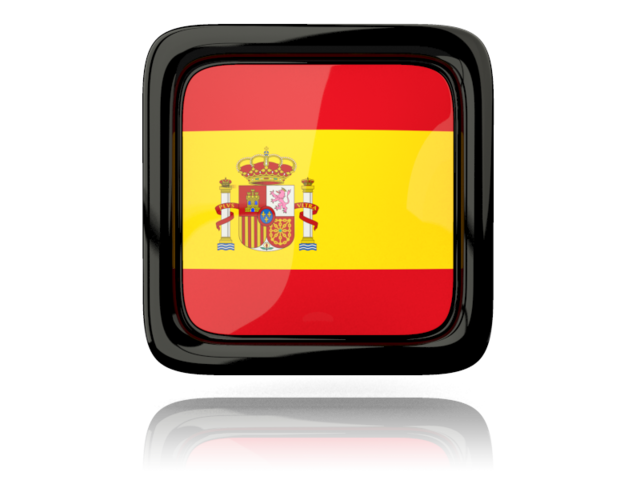 Square icon with reflection. Download flag icon of Spain at PNG format