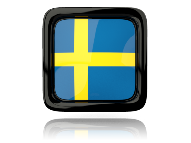 Квадратная иконка с отражением. Скачать флаг. Швеция
