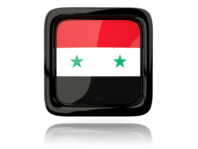 Square icon with reflection. Download flag icon of Syria at PNG format
