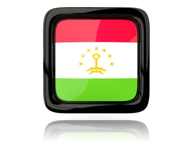 Square icon with reflection. Download flag icon of Tajikistan at PNG format