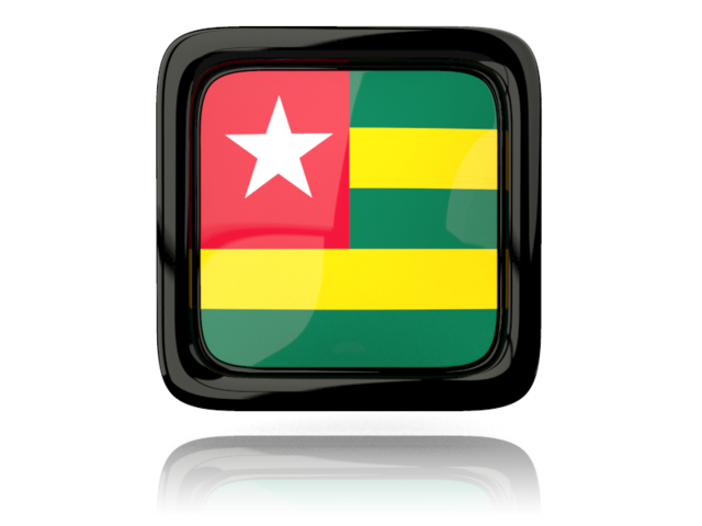 Square icon with reflection. Download flag icon of Togo at PNG format