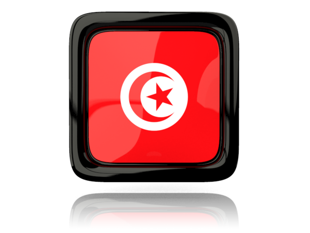 Square icon with reflection. Download flag icon of Tunisia at PNG format