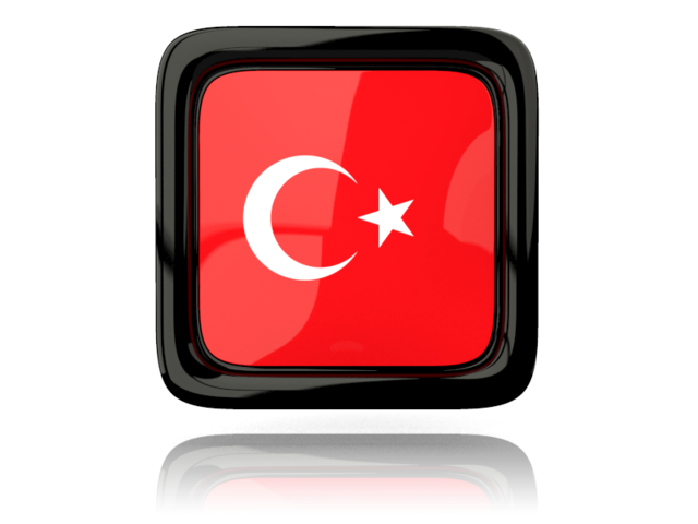 Square icon with reflection. Download flag icon of Turkey at PNG format