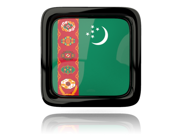 Square icon with reflection. Download flag icon of Turkmenistan at PNG format