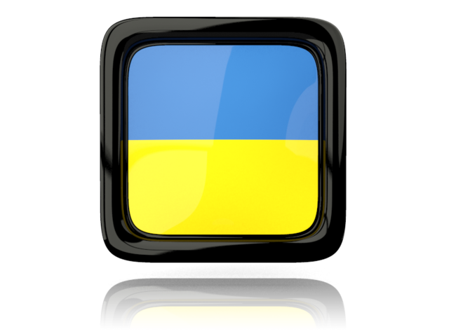 Square icon with reflection. Download flag icon of Ukraine at PNG format