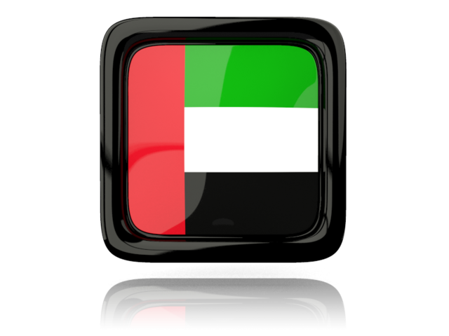 Square icon with reflection. Download flag icon of United Arab Emirates at PNG format