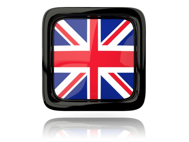 Square icon with reflection. Download flag icon of United Kingdom at PNG format
