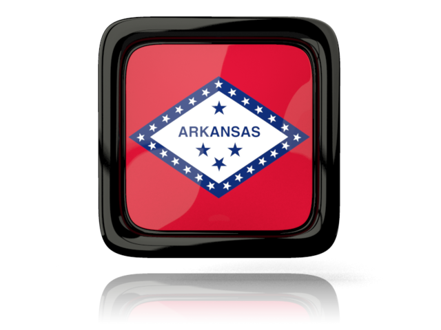 Square icon with reflection. Download flag icon of Arkansas