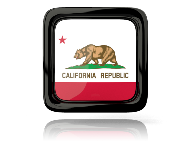 Square icon with reflection. Download flag icon of California