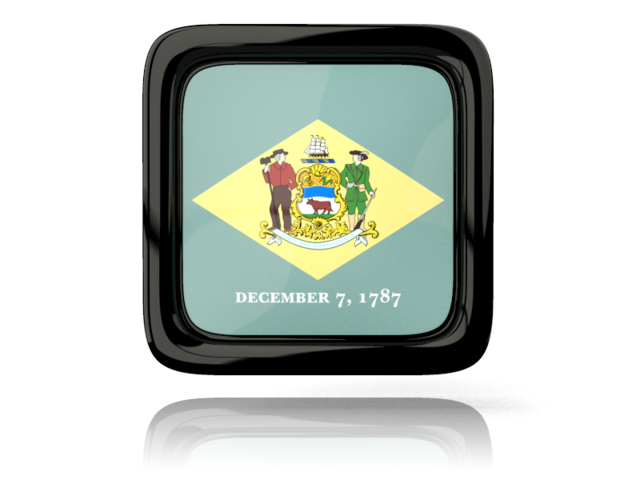 Square icon with reflection. Download flag icon of Delaware