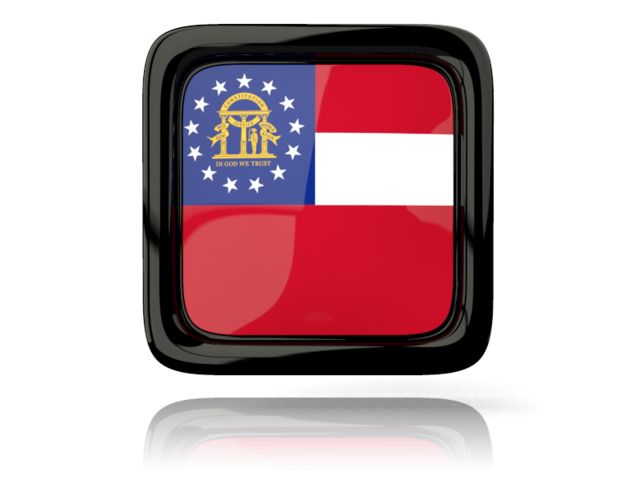 Square icon with reflection. Download flag icon of Georgia