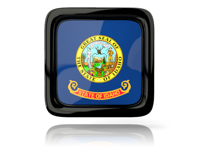 Square icon with reflection. Download flag icon of Idaho
