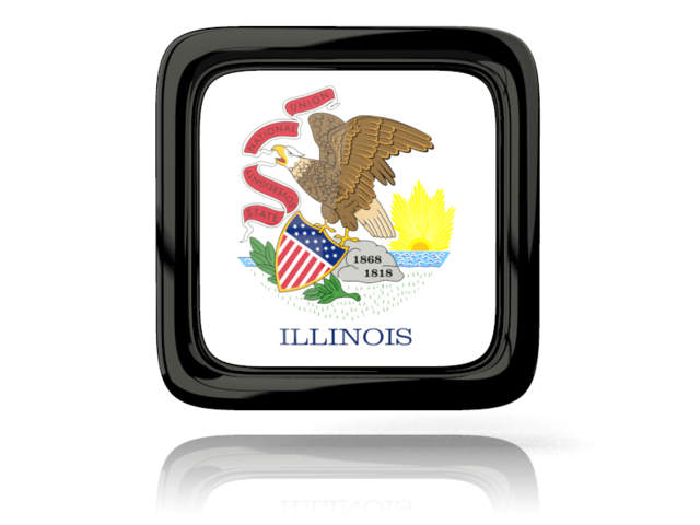 Square icon with reflection. Download flag icon of Illinois